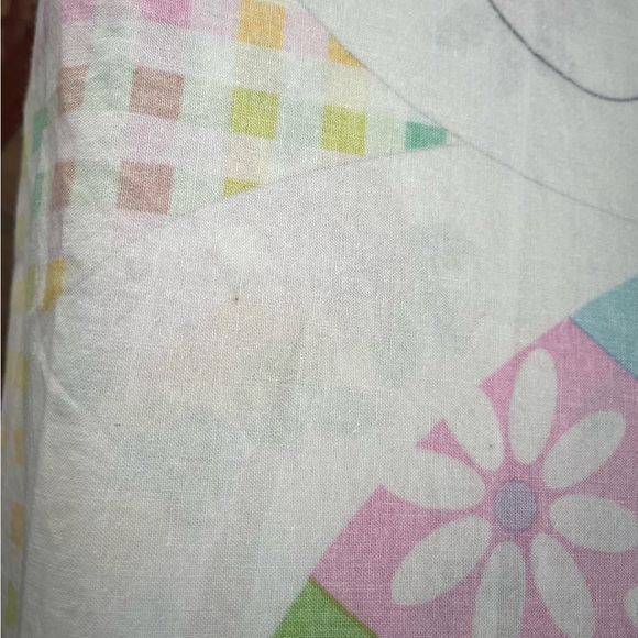 Handmade Cotton Colorful Easter Bunny Apron Springtime Cottagecore Pink Yellow - Picture 6 of 7